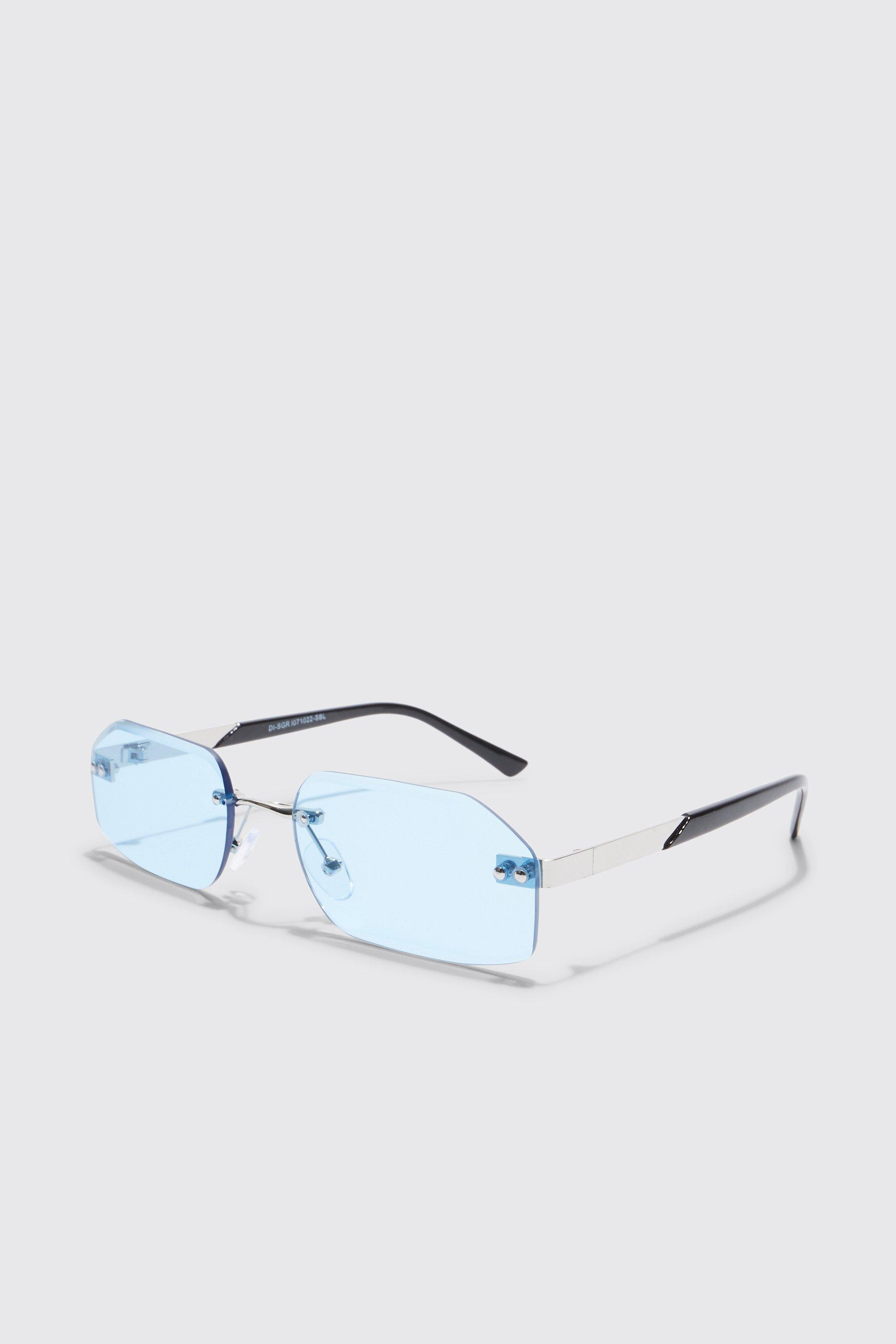 Rectangle Rimless Sunglasses | boohooMAN (DE, IE & UK)