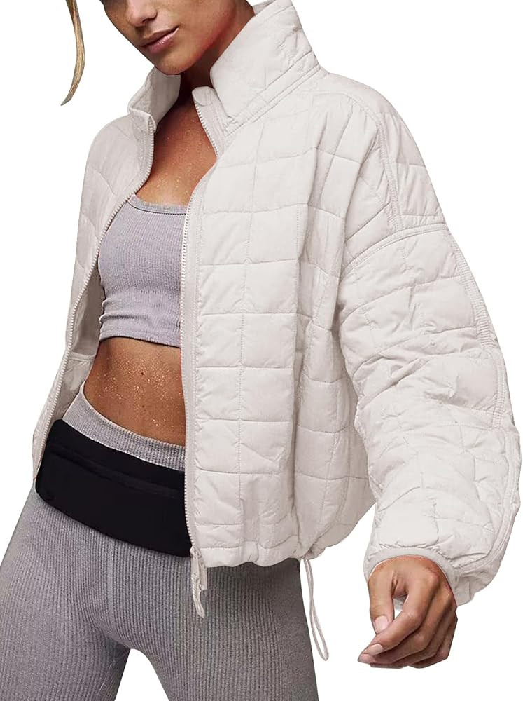 Jackets Winter Coats Women Zip Crop Puffer Jacket Warm Cropped Oversized Jackets | Amazon (US)