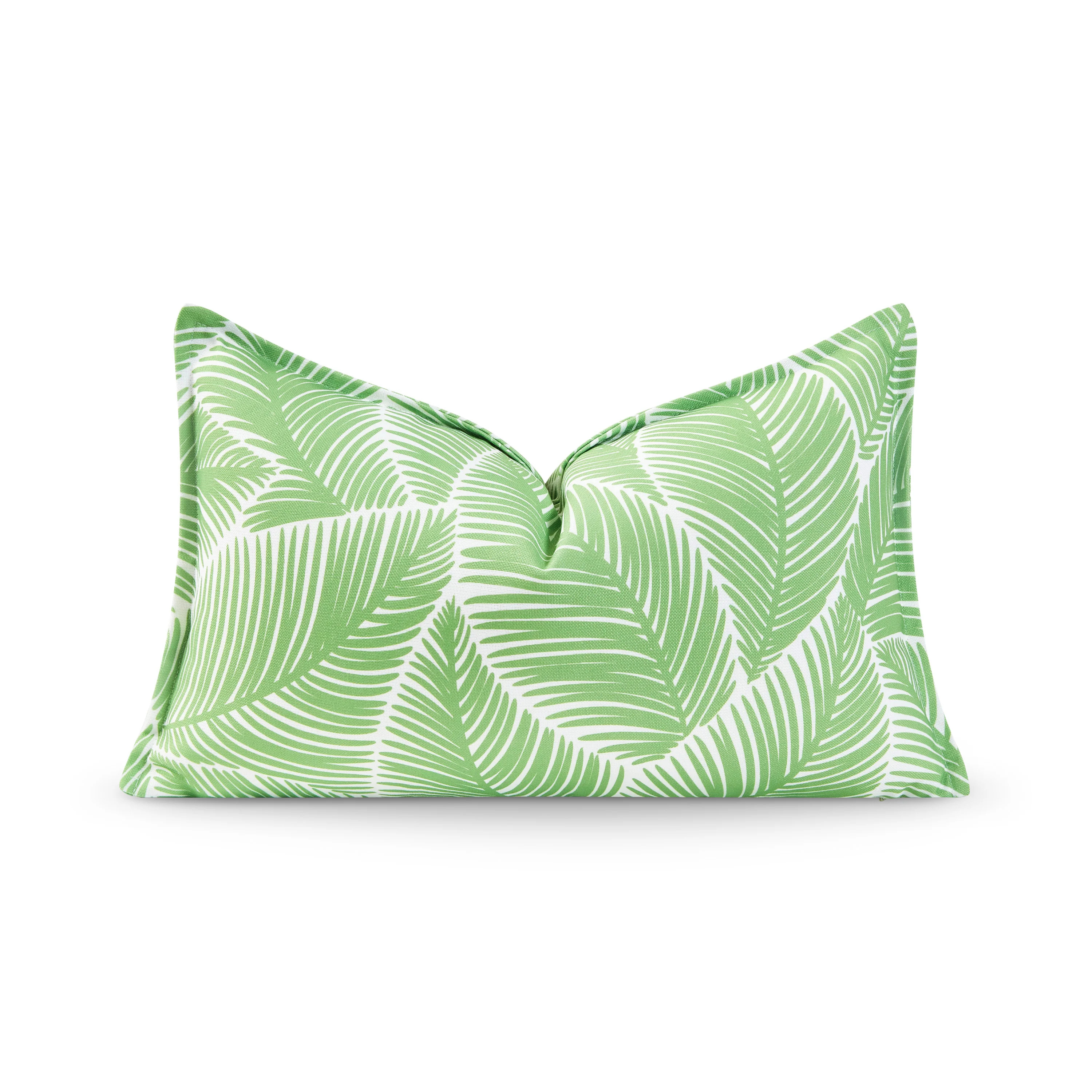 Coastal Indoor Outdoor Lumbar Pillow Cover, Palm Leaf, Pale Green, 12 | Hofdeco