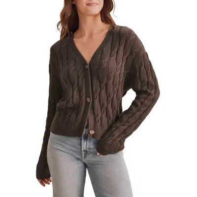 Splendid Rubi Cable Knit Cardigan in Blush Pink at Nordstrom, Size Large | Nordstrom