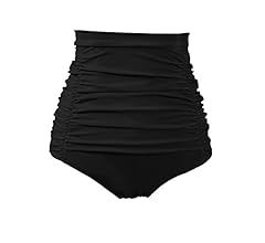 COCOPEAR Women's Ruched High Waisted Bikini Bottom Retro Vintage Swim Short Tankinis | Amazon (US)