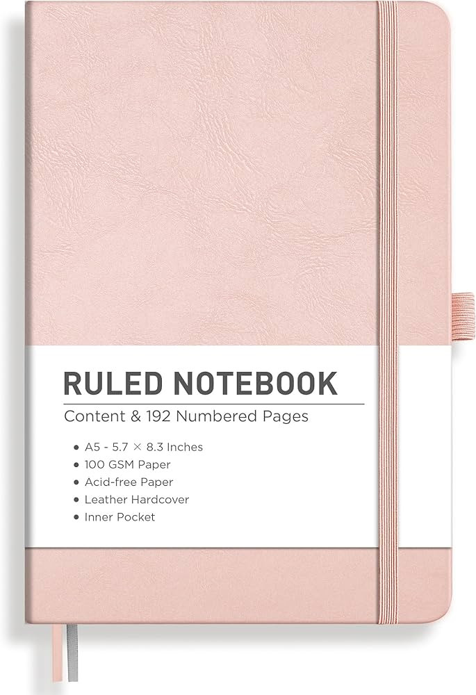 RETTACY Lined Journal Notebook, 192 Numbered Pages, A5 Medium Size (5.7'' x 8.3''), for Men & Wom... | Amazon (US)