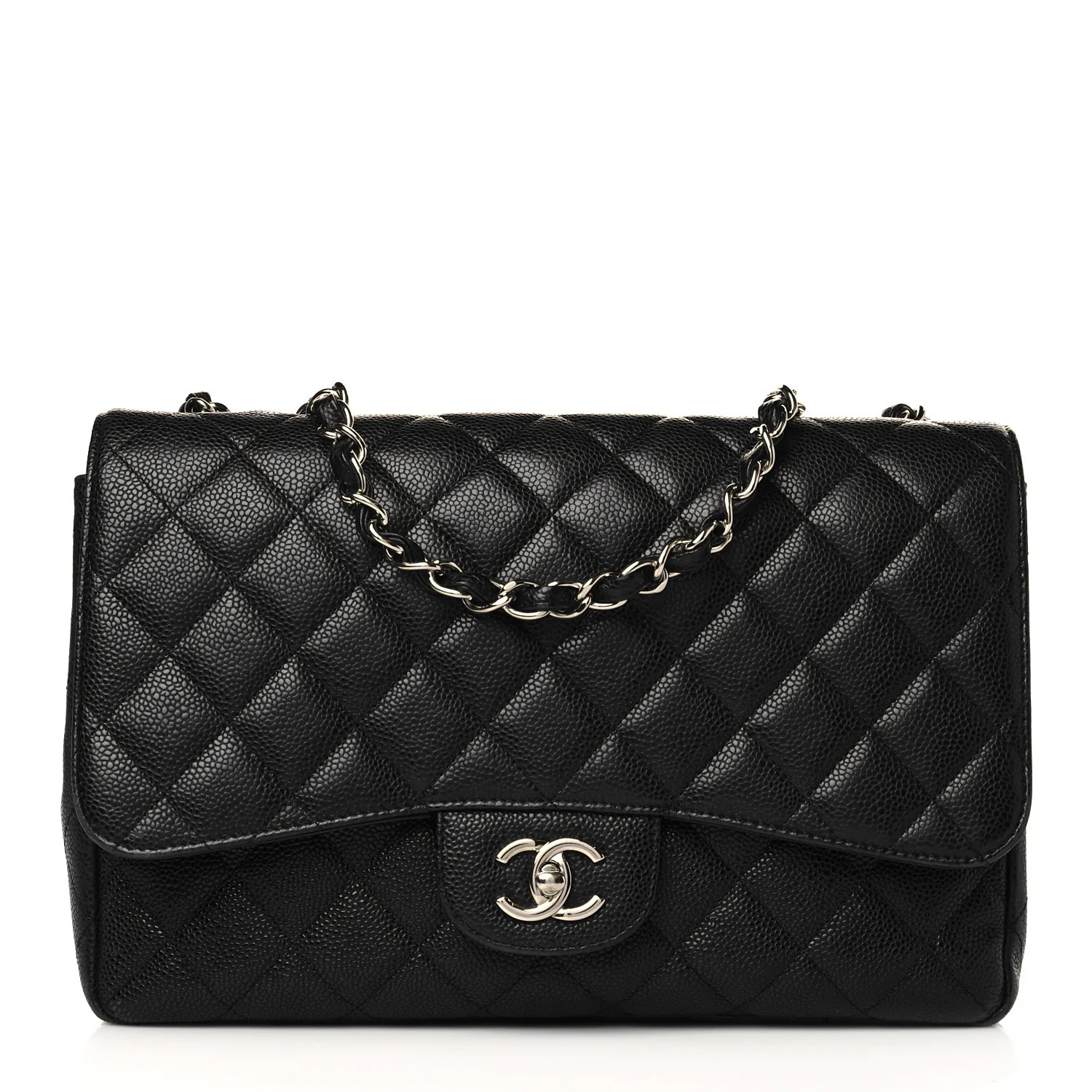 CHANEL Caviar Quilted Jumbo Single Flap Black | FASHIONPHILE (US)