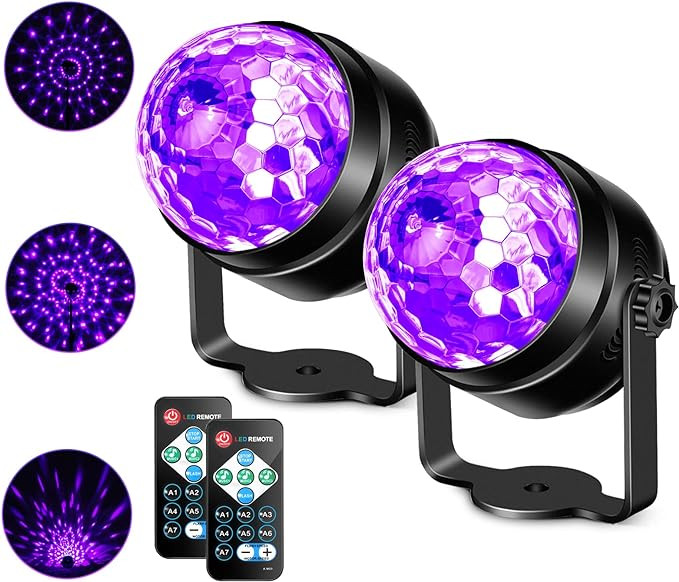 Litake UV Black Lights for Glow Party, 6W LED Disco Ball Strobe Lights for Dark Party Supplies, S... | Amazon (US)