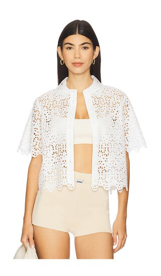 FRAME The Deco Eyelet Top in White. - size S | Revolve Clothing (Global)