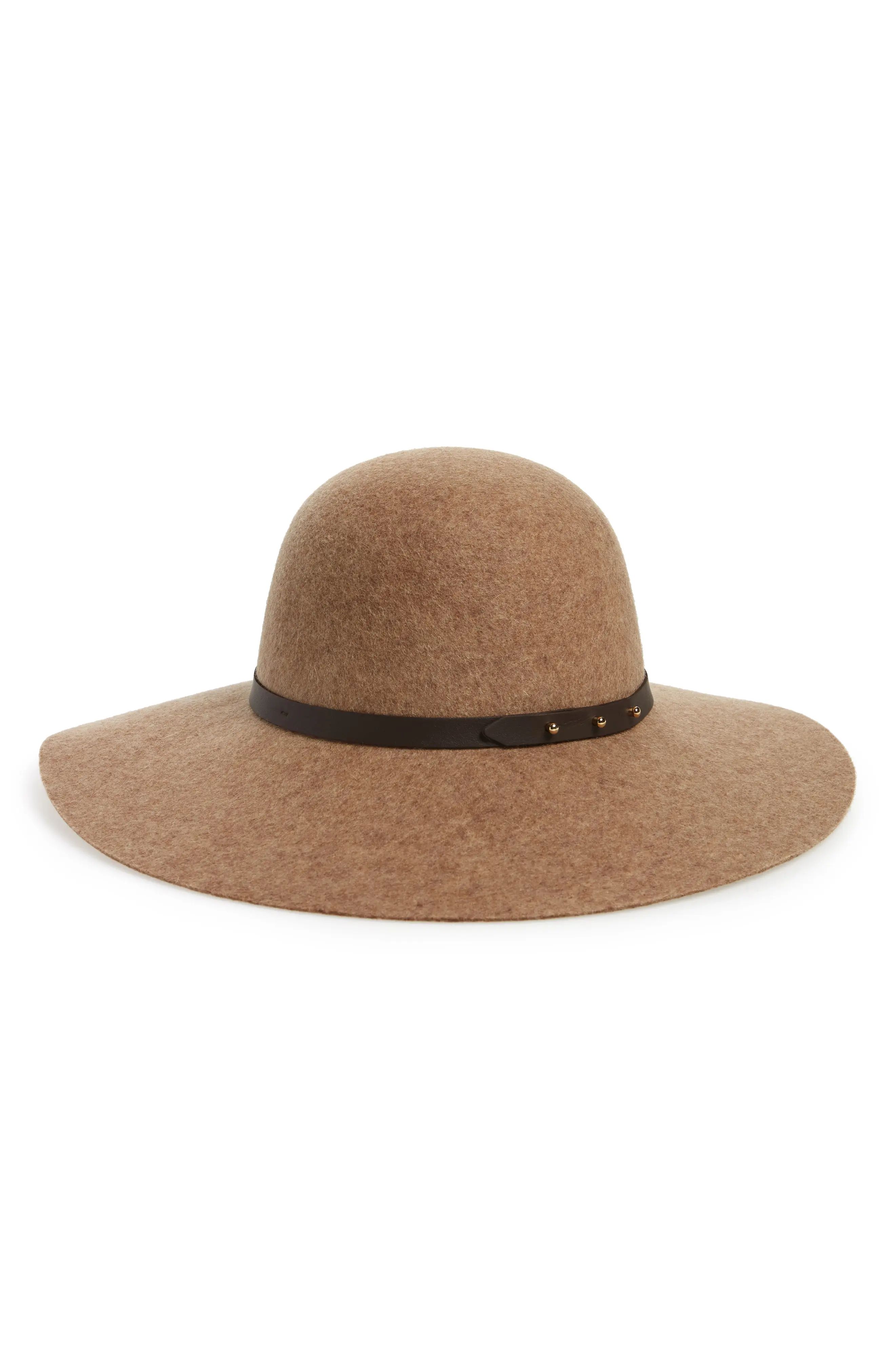 Women's Halogen Refined Wide Brim Wool Floppy Hat - Brown | Nordstrom