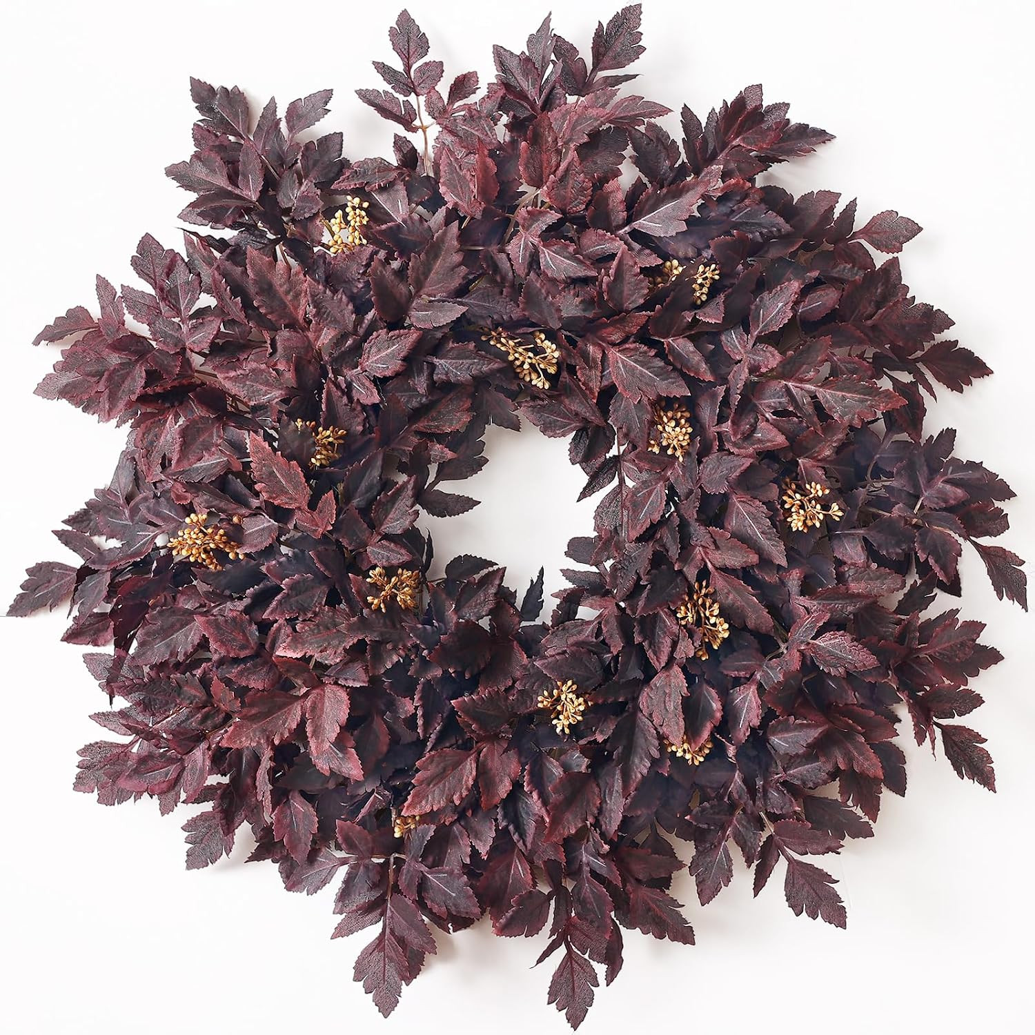 26" Artificial Cimicifuga Fall Wreath for Halloween Front Door(Dark Purple) | Amazon (US)
