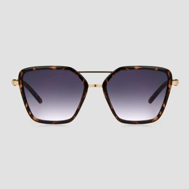 Women&#39;s Tortoise Shell Print Plastic Aviator Sunglasses - Universal Thread&#8482; Gold | Target