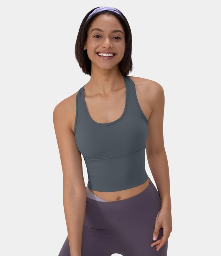 Softlyzero™ Plush U Neck Backless Racerback Cut Out Cropped Yoga Tank Top-UPF50+ | HALARA