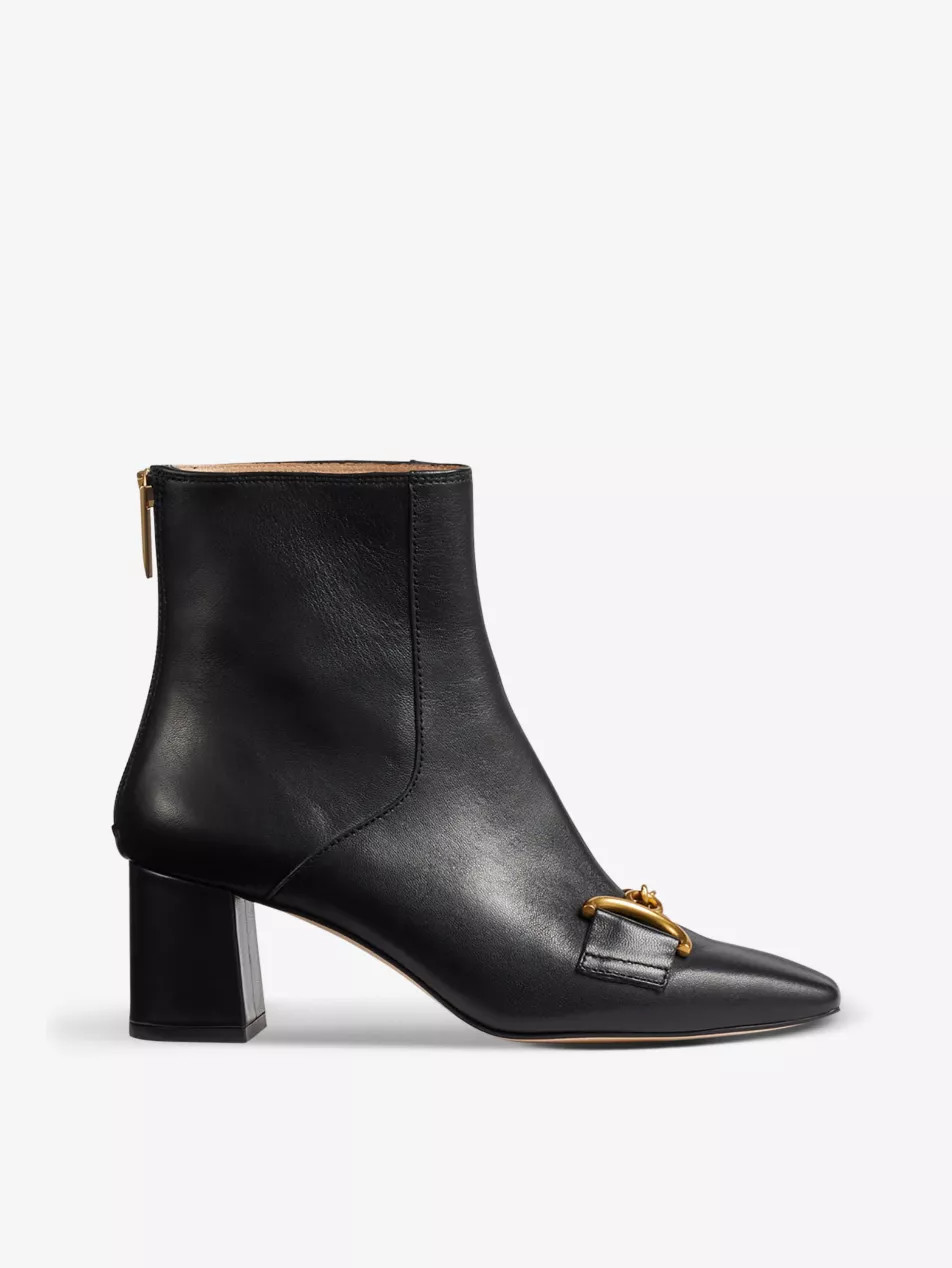 Nadina snaffle-detail block-heel leather ankle boots | Selfridges