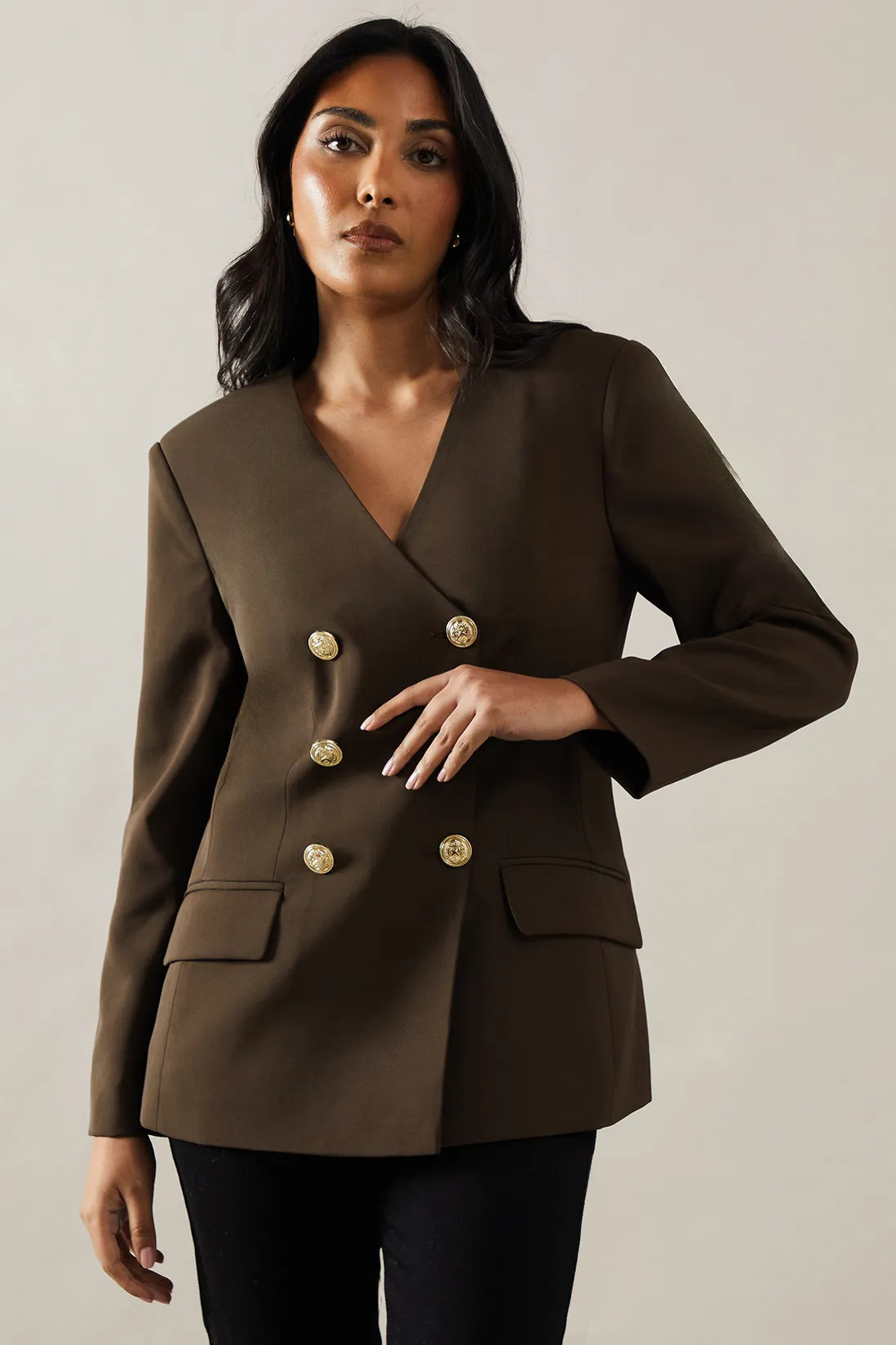 Jackets & Coats | Petite V Neck Double Breasted Blazer | Wallis | Debenhams UK