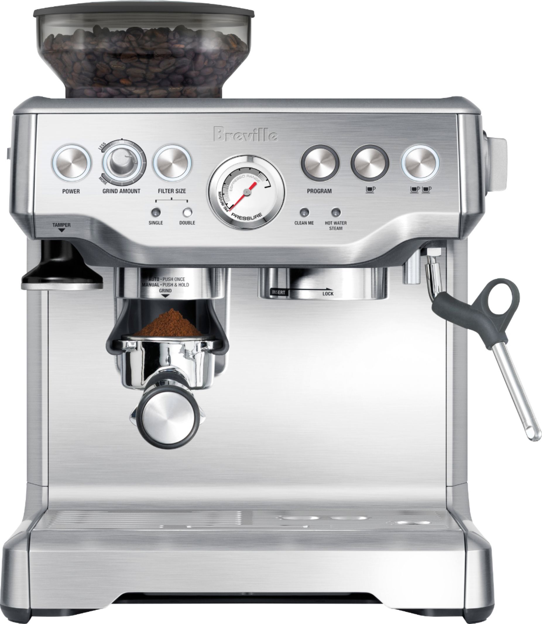 Breville the Barista Express Espresso Machine with 15 bars of pressure, Milk Frother and intergra... | Best Buy U.S.