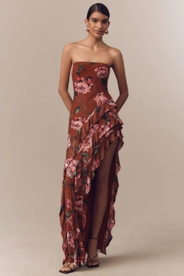 AFRM Siobhan Strapless Stretch Mesh Maxi Dress | Anthropologie (US)