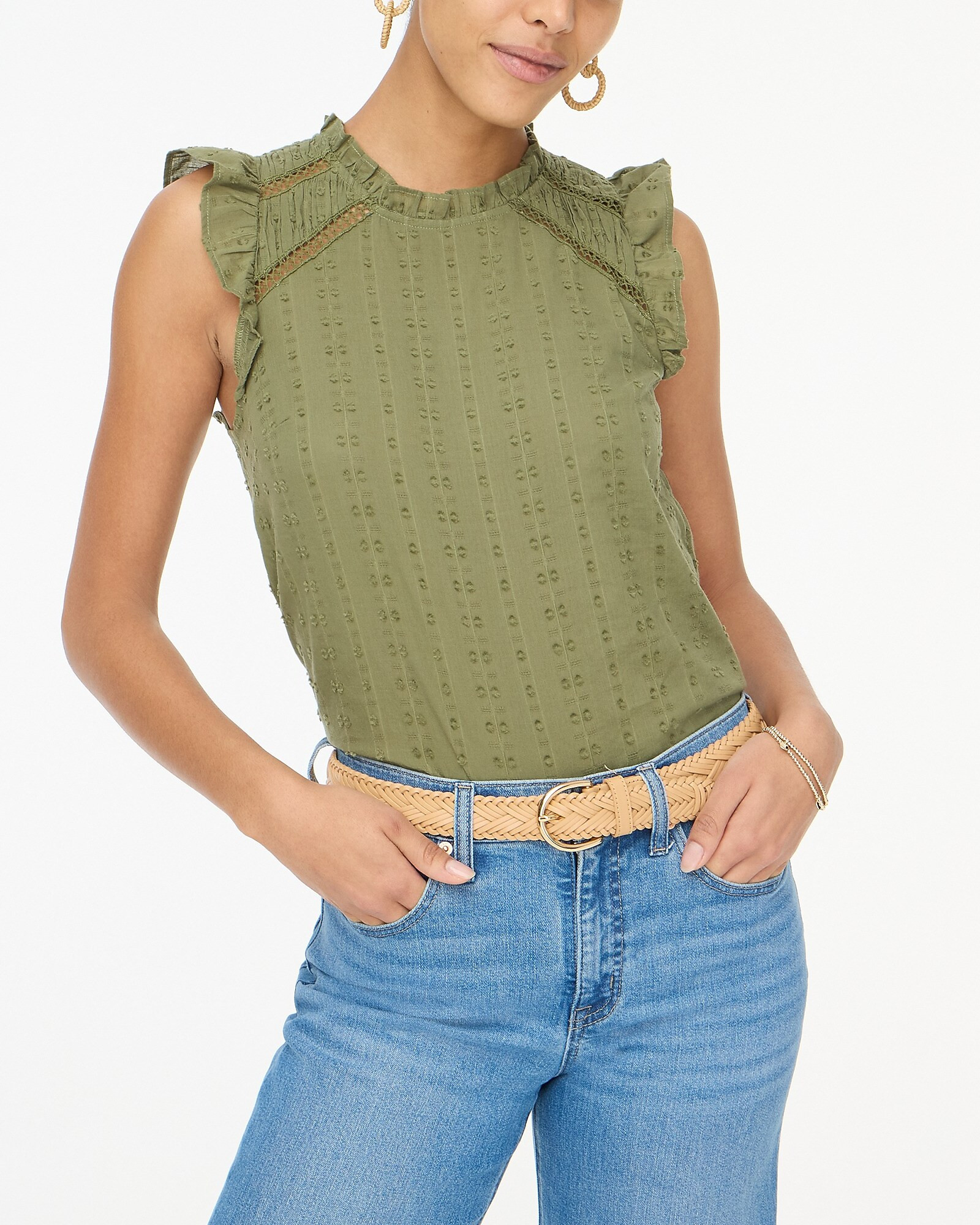 Flutter-sleeve cotton clip top | J.Crew Factory
