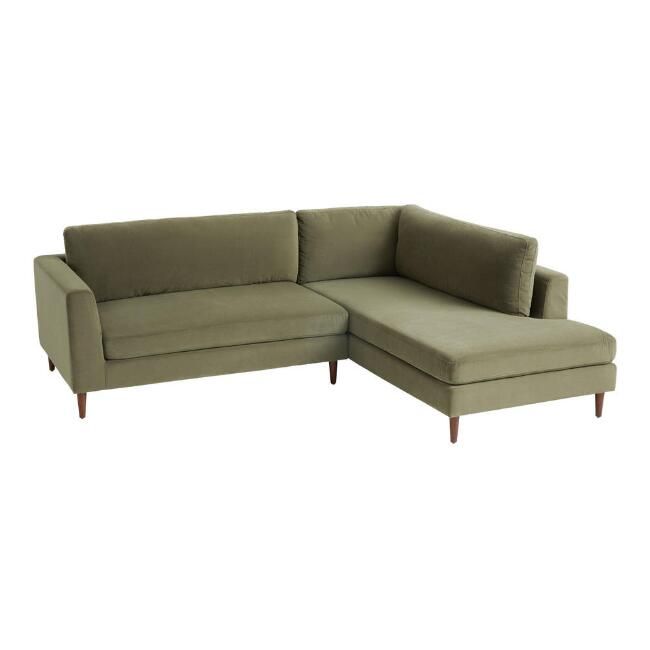 Camile Velvet Right Facing Sectional Sofa | World Market
