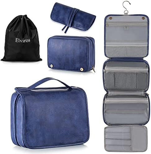 Elviros Hanging Toiletry Bag for Men Travel Essentials 3-in-1 Large Waterproof Dopp Kit PU Leathe... | Amazon (US)