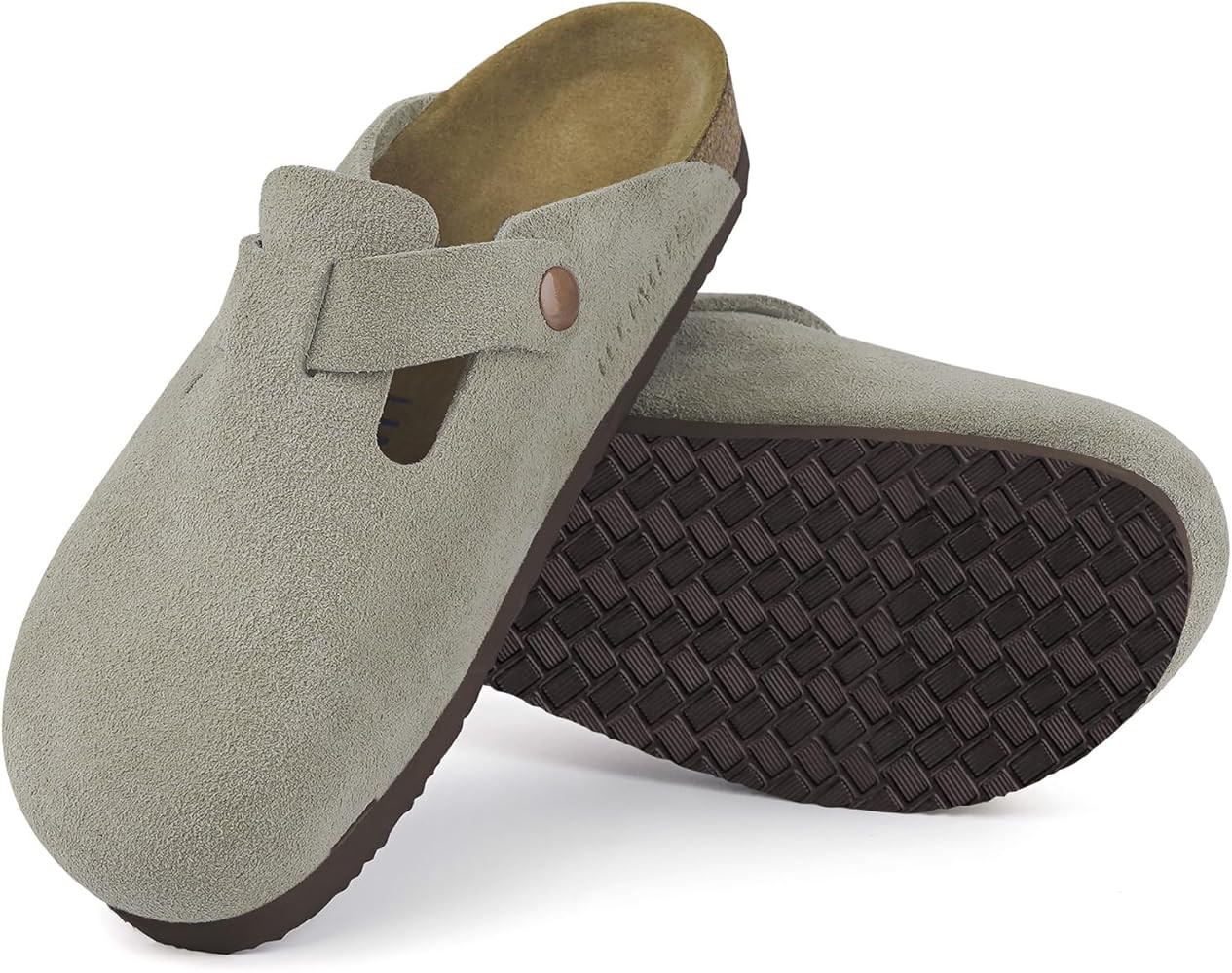 ILLIMITE Suede Clogs for Women Men Cork Footbed Sandals Leather Mules Potato Shoes with Arch Supp... | Amazon (US)