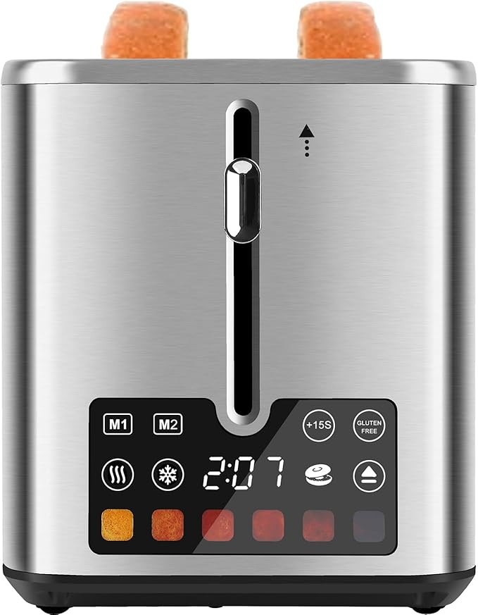 Touch Screen Toaster 2 Slice, Bagel Toaster with LCD Display, Stainless Steel Smart Digital Toast... | Amazon (US)