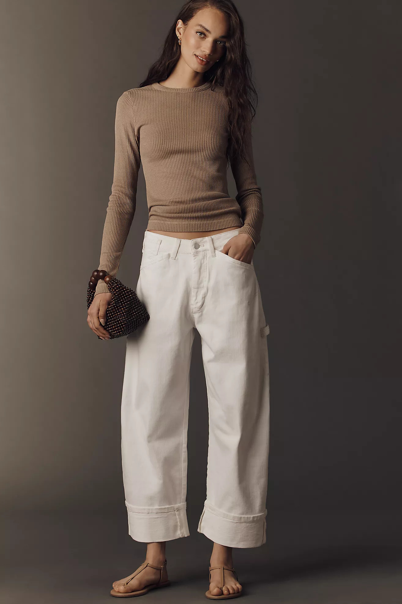 Pilcro Kayden High-Rise Cuffed Carpenter Barrel Jeans | Anthropologie (US)