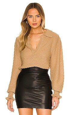 Tularosa Dahlia Mini French Knot Sweater in Taupe from Revolve.com | Revolve Clothing (Global)