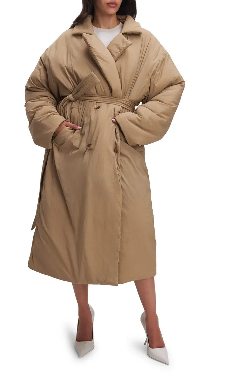 Puffed Nylon Double Breasted Robe Coat | Nordstrom Rack