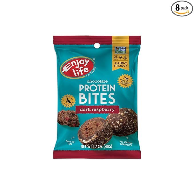 Enjoy Life Foods Grab & Go Chocolate Protein Bites, Dark Raspberry, 1.7 Ounce (Pack of 8) | Amazon (US)