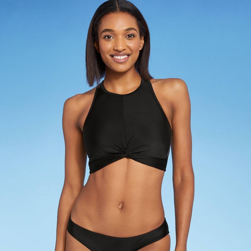 Women&#39;s Longline Twist Bikini Top - Kona Sol&#8482; Black M | Target