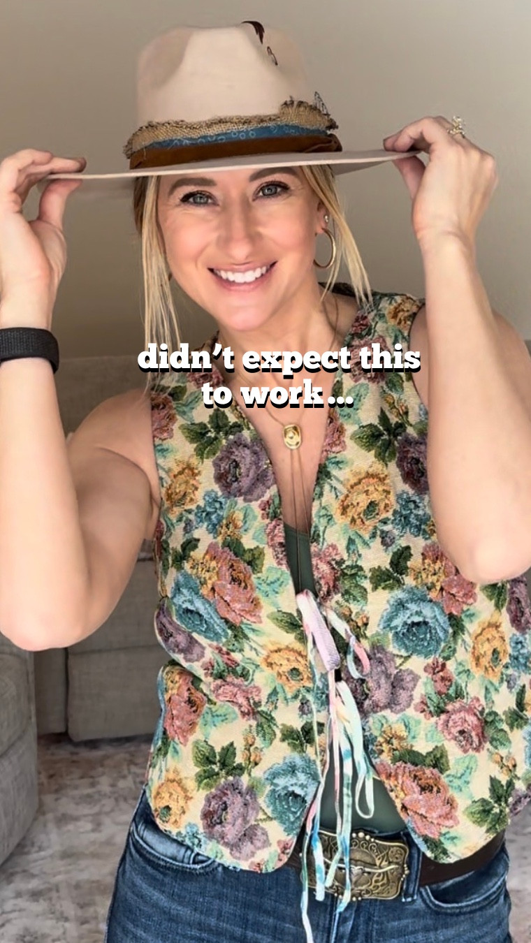 This floral tapestry vest + straight brim panama hat = instant outfit upgrade 🌸🎩
Effortless, unique, and SO ‘me’—can’t stop reaching for this combo!
Runs true to size 👏

#LTKSeasonal #LTKootd #LTKFestival