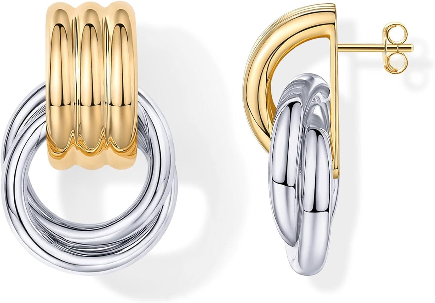 PAVOI 14K Gold Plated Door Knocker Statement Earrings for Women - Chunky Gold Earrings for Women ... | Amazon (US)