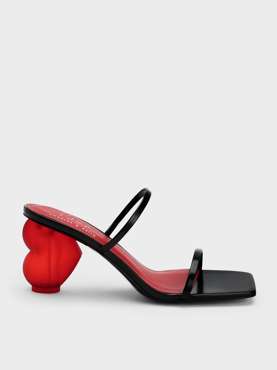 Black Heart Heel Strappy Sandals | CHARLES & KEITH | Charles & Keith US