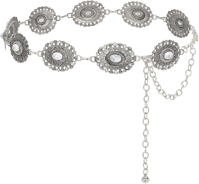 JASGOOD Western Metal Concho Belt for Women Cowgirl Waist Chain for Women Dress Pants | Amazon (UK)