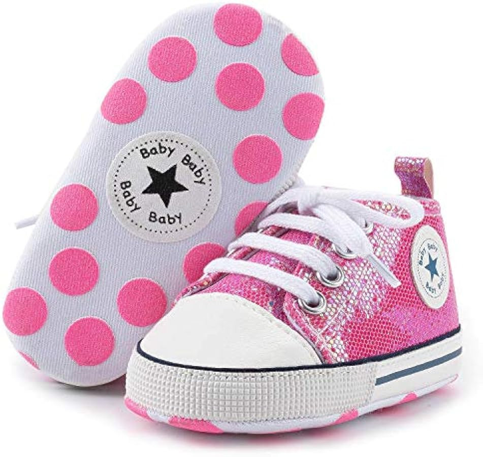 KIDSUN Unisex Baby Boys Girls High Top Sneaker Soft Anti-Slip Sole Newborn Infant First Walkers C... | Amazon (US)