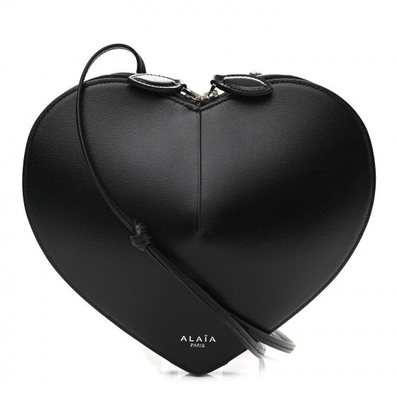 ALAIA Calfskin Heart Shoulder Bag Black | FASHIONPHILE (US)