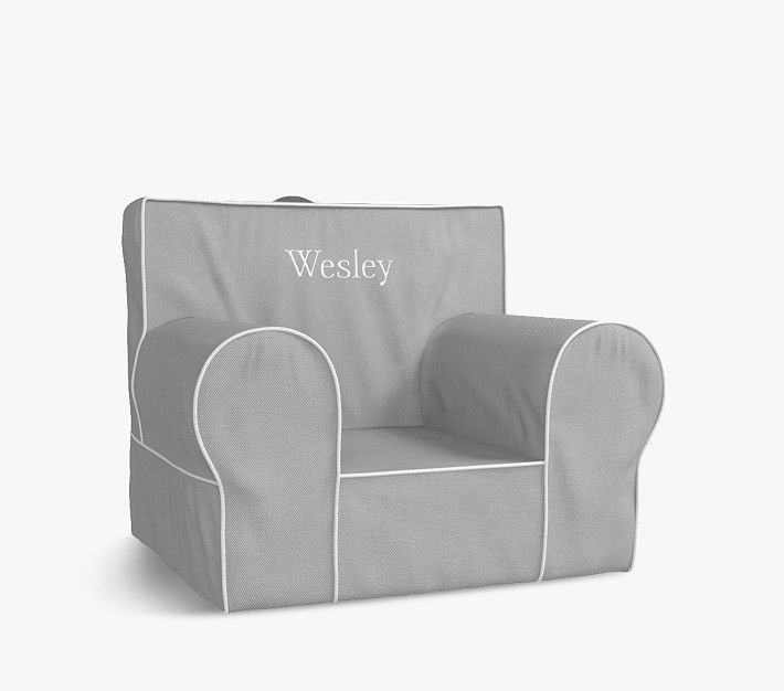 Kids Anywhere Chair®, Gray with White Piping | Pottery Barn Kids