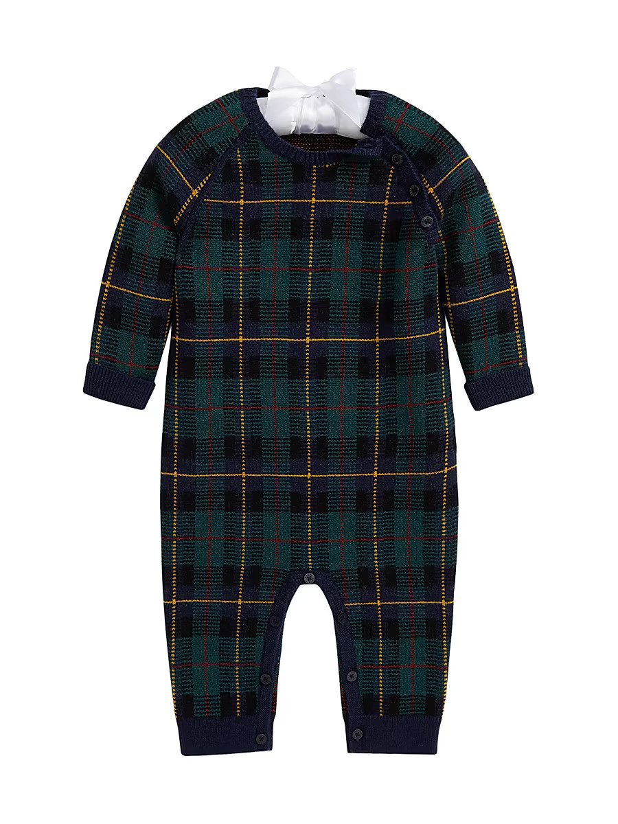 Baby Boy's Wool Plaid Coverall - Navy Multi - Size 9 Months | Saks Fifth Avenue