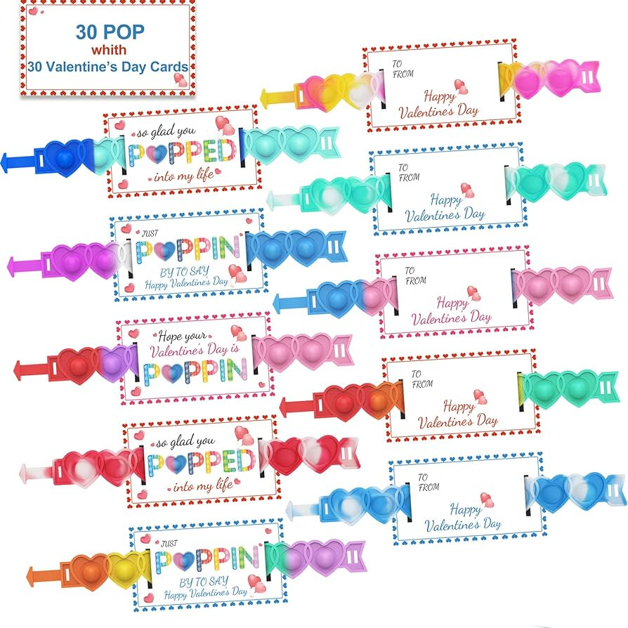 AYGXU 30pcs Valentines Day Gifts for Kids .Valentines Day Cards for Kids classroom School .Heart ... | Amazon (US)