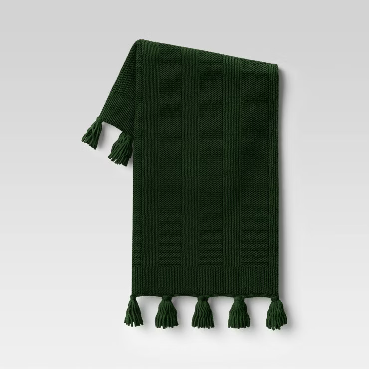 Chunky Knit Striped Throw Blanket with Tassels - Threshold™ | Target