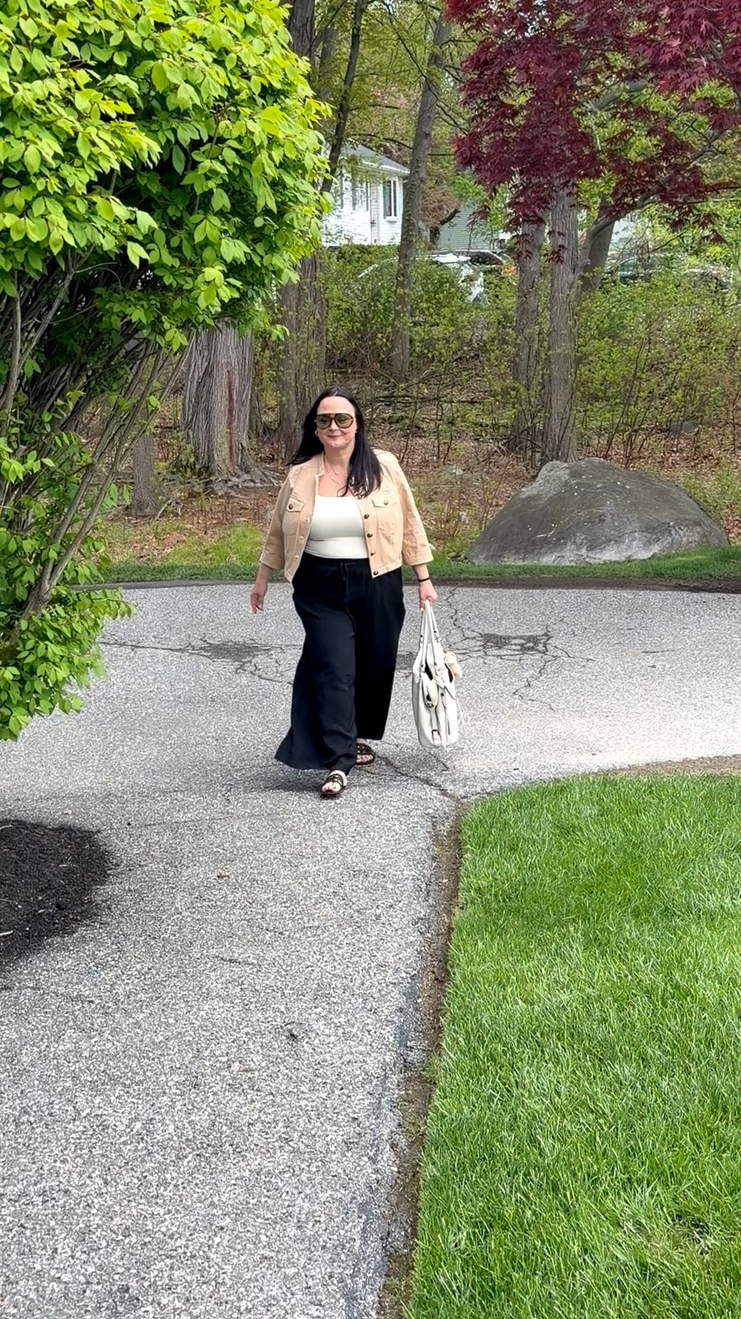 Mother’s Day outfit 🤍
Comfortable enough for brunch, photos, walking around, and still feeling put together by the end of the day. The black wide leg pants are so flattering and easy to wear, and this little neutral jacket makes everything feel polished without trying too hard.

Everything is true to size!
📏 5’4” | size 14/16 | wearing L/XL tops + 14/16 bottoms

#midsizestyle #midsizefashion #teacherstyle #momstyle #springoutfit #widelegpants #neutraloutfit #amazonfashion #over40style #outfitideas

#LTKootd #LTKmomlife #LTKMidsize