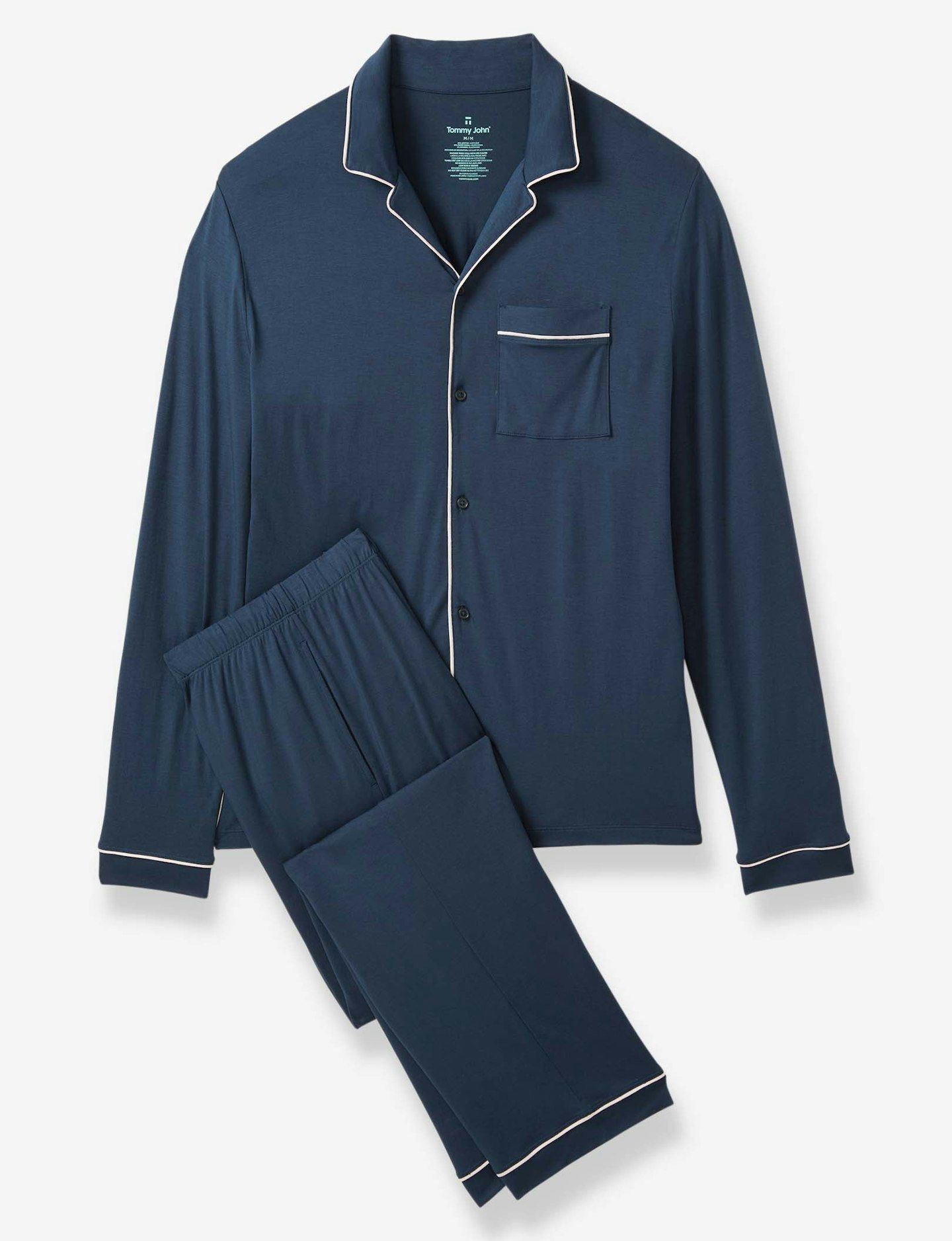 Men's Long Sleeve & Pant Pajama Set, Dress Blues | Tommy John