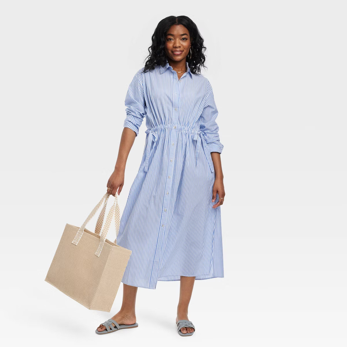 Women's Long Sleeve Cinch Waist Maxi Shirtdress - Universal Thread™ | Target