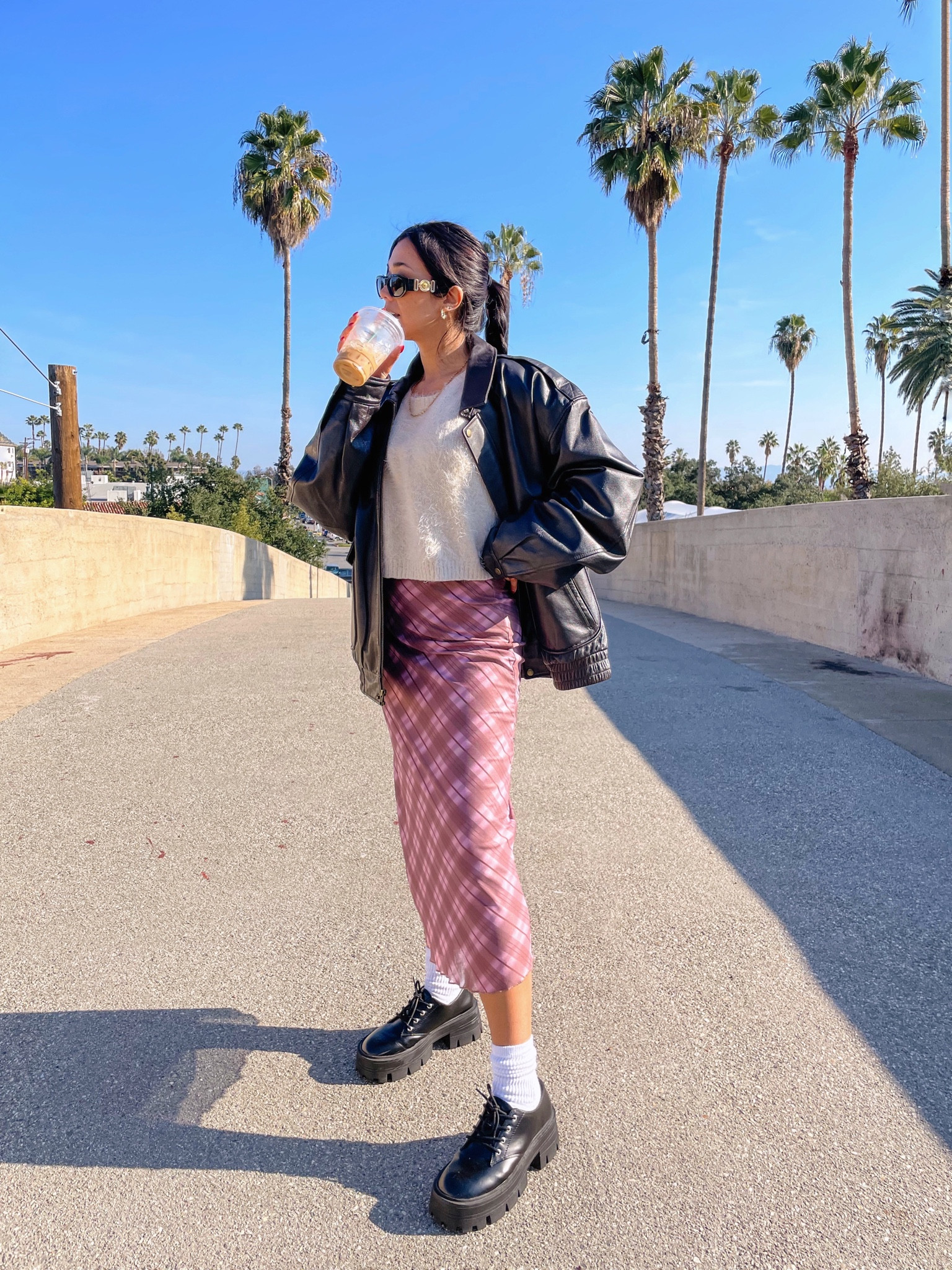 midi skirt style, plaid skirt, oversized leather jacket, brown leather jacket, faux leather jackets, fuzzy sweaters, sweater style, chunky loafers, chunky lace up shoes

#LTKstyletip #LTKFind #LTKunder100