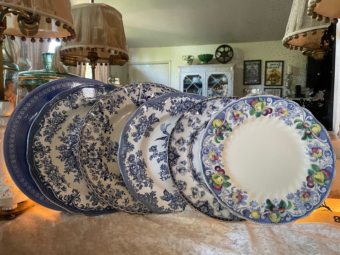 Lot of Vintage Mismatched Blue and White Transferware, Churchill, Johnson Bros, Wedgwood, Cottage... | Etsy (US)