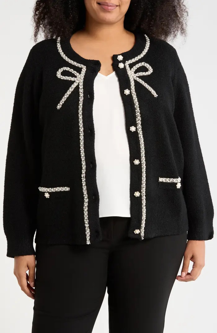 Adrianna Papell Faux Pearl Bow Cardigan | Nordstromrack | Nordstrom Rack