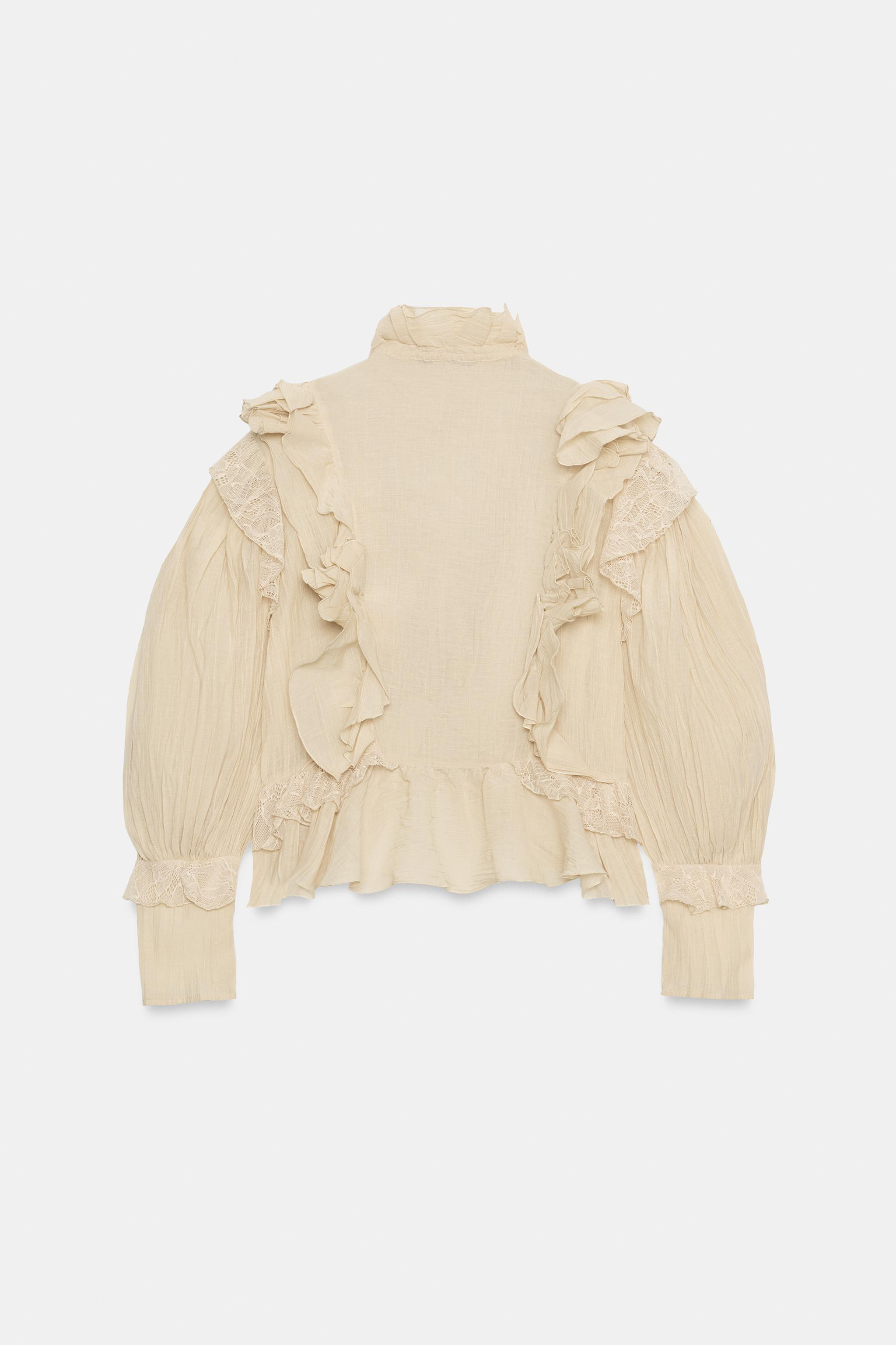 ZARA WOMAN COLLECTION. Shirt made from a cotton-blend yarn. Features a high neck and long sleeves... | Zara US