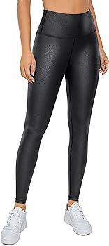 CRZ YOGA Matte Faux Leather Leggings for Women 25''/28'' - High Waisted Stretch Leather Pants Tummy  | Amazon (US)