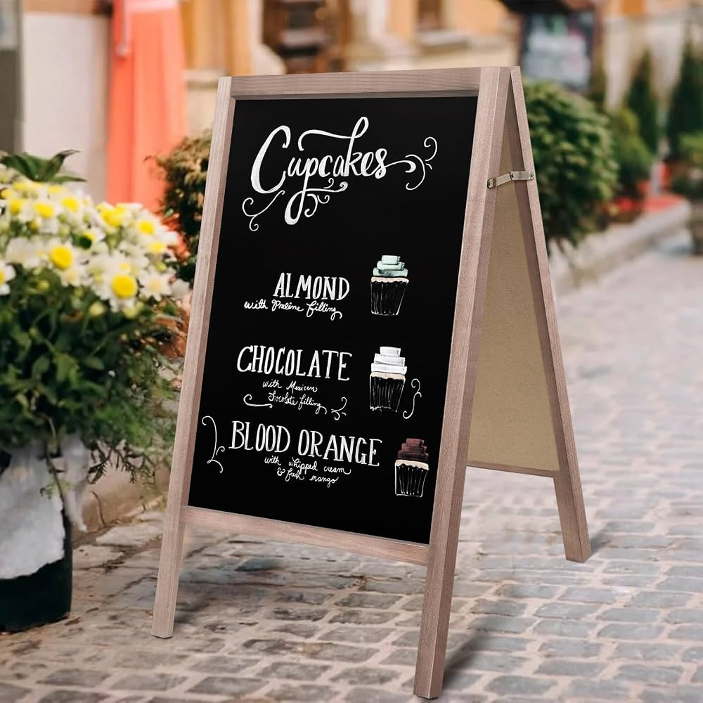 TEAKMAMA Extra Large Wooden 40x22 Chalkboard, Double-Sided Sidewalk A Frame Chalkboard Sign, Stur... | Amazon (US)