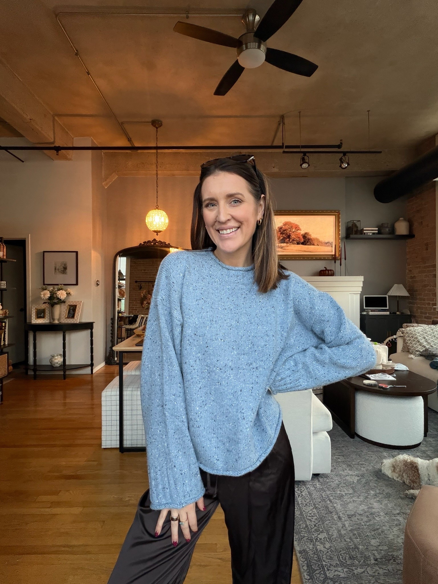 Obsessed with this baby blue + chocolate brown color for fall! @abercrombie sale up to 30% off sweaters + STACKABLE code: AFLTK for extra 20% off almost everything else