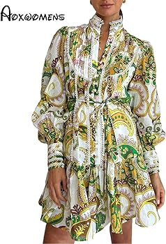 Ruffle Sleeve Tunic Midi Dress Flowy Shift Sundress Sweet Babydoll Button Down Swing Skirt | Amazon (US)
