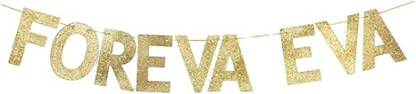 Foreva Eva Gold Glitter Paper Banner, Wedding/Engagement/Valentine's Day Party Decor, Forever and... | Amazon (US)