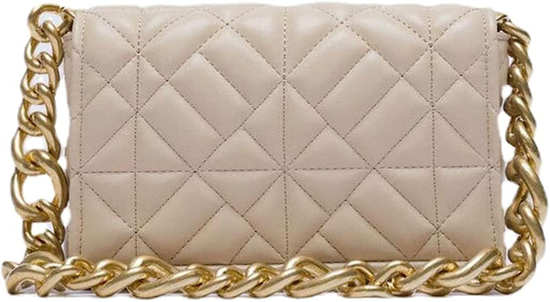 Fashion Shoulder Bags for Women Small Size Handbag Thick Chain Quilted Purses Evening Bag | Amazon (US)